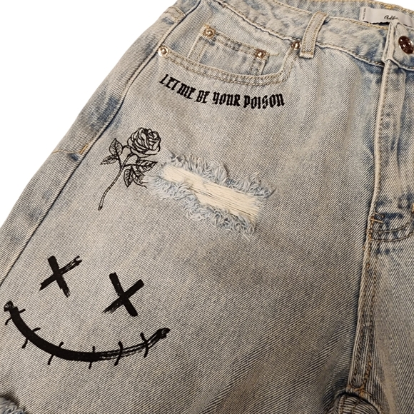 Adika Distressed High Waist Tattoo Mother Cut Jeans Size 28 - Picture 11 of 14